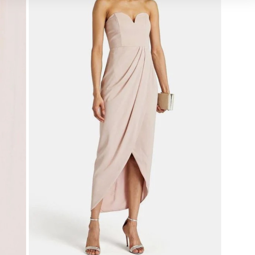 New Shona Joy Women's Strapless draped satin maxi dress